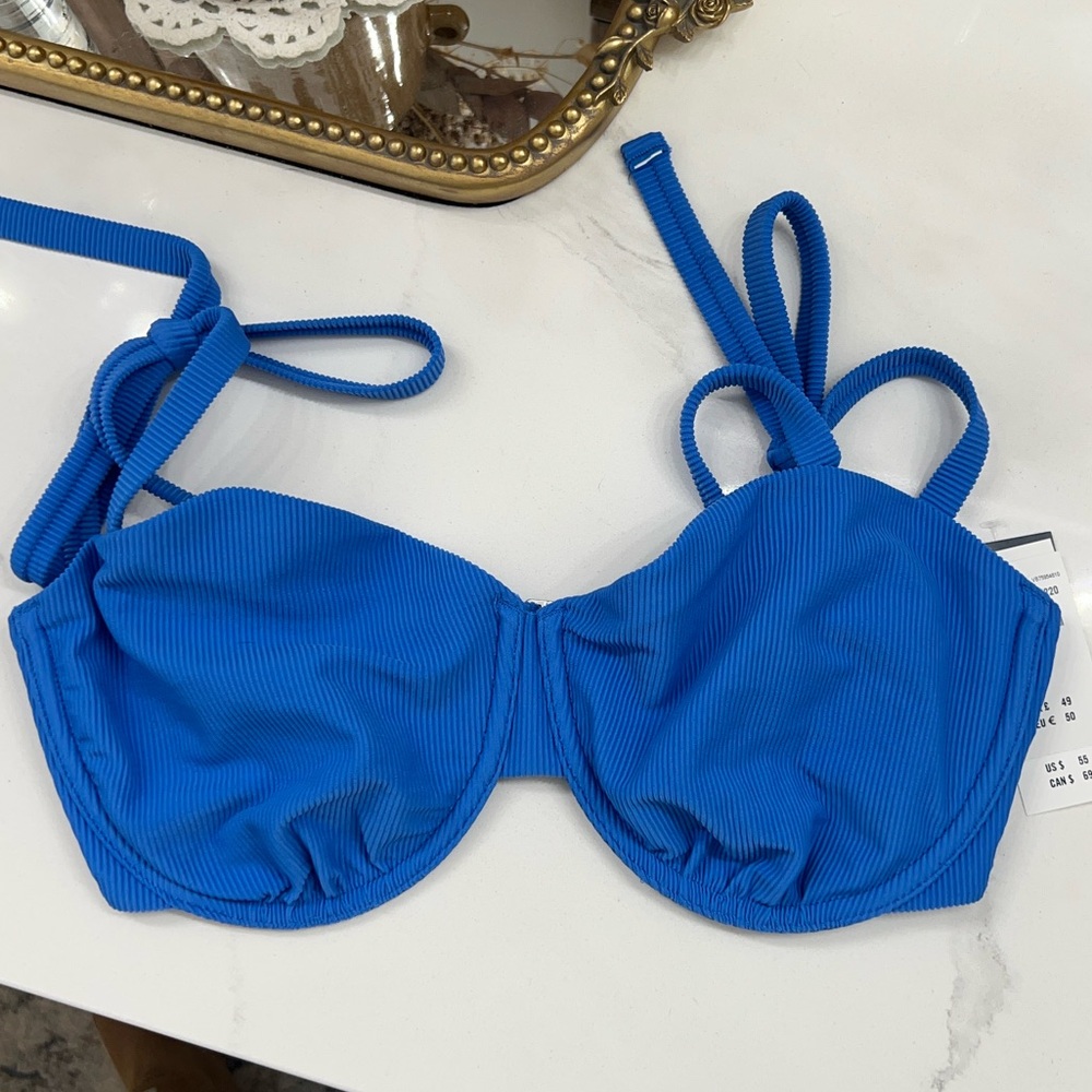 Abercrombie Royal Blue Ribbed Bikini Top